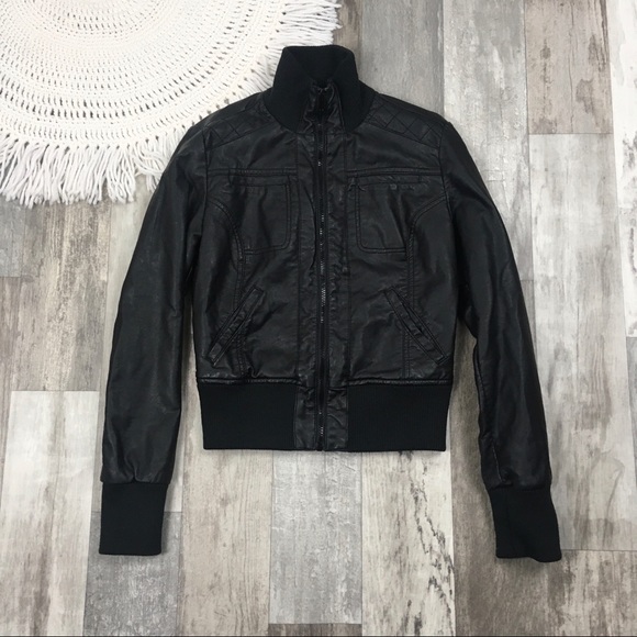 Xhilaration Jackets & Blazers - Xhilaration Small Black Faux Leather Bomber Jacket